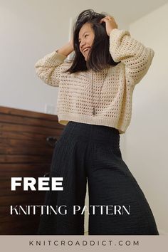 Easy knitted sweater pattern Easy Knitted Sweater, Knitted Sweater Pattern, Knit Skirt Pattern, Free Knitting Patterns For Women, Skirt Pattern Free, Knit Top Patterns, Knit Dress Pattern, Knitting Patterns Free Sweater, Diy Sweater