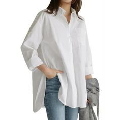 Please Not Only Reference The Size Guide Provided By Walmart But Also Have To Reference Ours, Which Shows In the Product Detail Pictures. Size: S.  Color: White.  Gender: female.  Age Group: adult. Long Shirts For Women, Office Blouse, White Shirt Blouse, Spring Blouses, Women White Blouse, Rock Outfit, Wrap Around Dress, Spring Shirts, Loose Blouse