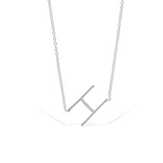 Silver Sideways Modern Letter H Initial necklace in Silver from Alexandra Marks Jewelry Necklace Initial H, Letter H Necklace, H Necklace, H Initial, Letter Necklace Initials, Sideways Initial Necklace, Initial Necklaces, Jewelry Details, Letter H