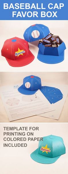 baseball caps and envelopes are shown with the text, how to make a baseball cap paper box