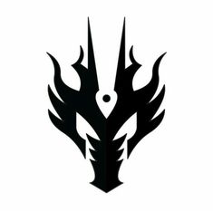 a black and white silhouette of a demon head with flames on it's face