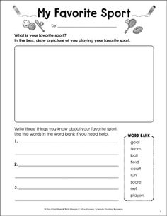 an activity sheet for the favorite sports game, my favorite sport is to write and draw