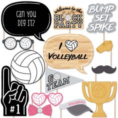 volleyball party photo booth props and decorations