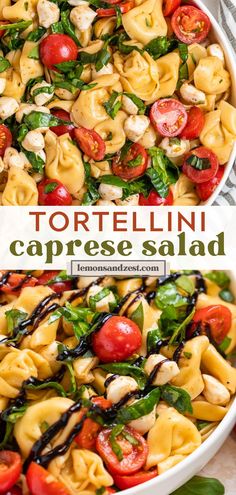 tortellini caprese salad with spinach and tomatoes