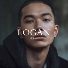 a young man wearing a black hoodie with the word logan below him