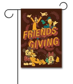 Flagology's Friendsgiving - Garden Flag will add character to your yard or garden. This product is a generous - 12.5" x 18" and is made of the highest quality materials. We print each design with care! If you are looking to celebrate Thanksgiving, this will be sure to get you into the spirit and personalize your home or campsite. Featured as part of our growing Disney collection, this Garden Flag features All Disney or Donald Duck or Goofy or Mickey Mouse or Minnie Mouse or Pluto. Looking for th Flag Sizes, Flag Stand, The Flag, Outdoor Indoor, Garden Flags, Donald Duck, Bedding Set, Colorful Prints, Quality Fabric