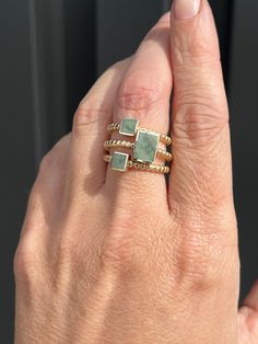 14k Gold Jade Ring For Women Elegant Jade Ring, Jade Ring With Natural Stones, Jade Rings For Women, Carved Jade Rings As A Gift, Gold Jade Ring With Polished Finish, Luxury Jade Ring With Polished Finish, Jade Rings, Jade Ring, Spring Sale