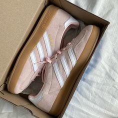 Worn Once, Size 6 Adidas. Gazelle Adidas. They Run Big Hence Selling Them. I Am A Size 6 And They Fit .5 Size Too Big Adidas Shoes Gazelle, Adidas Gazelle Pink, Adidas Gazelle Women, Pink Adidas, Adidas Gazelle, Adidas Shoes, Adidas Women, Womens Shoes Sneakers, Pink White