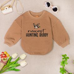 Duck Newest Hunting Buddy Baby Romper Sweatshirt, Mallard Duck Baby Romper, Hunting Duck Baby Bodysuit, Baby Shower Gift - Handmade - Ships from USA - Materials: 100% CPSIA Compliant and Ethically Made material Light fabric (5.0 oz/yd² (170 g/m Crafted with soft, breathable fabric, this romper ensures your baby stays comfortable through playtimes and nap times alike. Featuring charming designs suitable for all babies, our romper is as adorable as it is practical. Quick Sizing Tip Our rompers are Duck Hunting Theme Baby Shower Ideas, Baby Duck Hunting Pictures, Mallard Duck Nursery Baby Boy, Duck Hunting Baby Announcement, Duck Hunting Nursery Artwork, Hunting Onesie, Lil Nugget, Nap Times, Hunting Baby