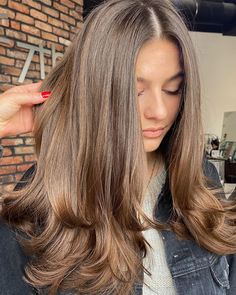 Brown Hair, A Woman, Nail Polish, Nails, Hair, Red