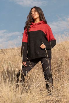 Made from a luxurious blend of sustainable alpaca wool, the Coraline Hoodie offers an unmatched combination of warmth, comfort, and durability. It features a classic design with a relaxed fit, making it perfect for layering. This alpaca hoodie is a versatile wardrobe staple that you can wear year-round. A must-have Essential available in a range of trendy and classic colors. - Incredibly soft to the touch- Its cozy hood will keep your head and ears warm- The front pocket has a lot of room to sto Coraline Hoodie, Alpaca Scarf, Yarn For Sale, Poncho Tops, Crochet Clothing, Red S, Versatile Wardrobe, Wide Stripes, Hoodie Pullover