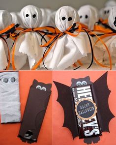 halloween treats made out of toilet paper and bats