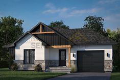 this is an artist's rendering of a two - bedroom, one - story home