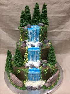 a cake that is made to look like a waterfall