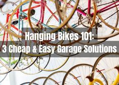 how to hang bikes in garage Garage Bicycle Storage Ideas, Hang Bikes In Garage, Bikes In Garage, Garage Solutions, Bicycle Storage, How To Hang