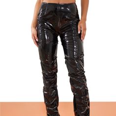 -High Waist -Flare Leg -No Stretch -Zipper Closure -Length Approx. 91.5 Cm/ 36” 90% Polyester, 10% Elastane Fitted Wide Leg Pants For Club, Black Pants With Zipper Closure For Party, Black Party Pants With Zipper Closure, Chic Fitted Pants For Streetwear, Black Zipper Closure Pants For Club, Black Pants With Zipper Closure For Club, Black Club Pants With Zipper Closure, Trendy Fitted Pants For Club, Trendy Fitted Club Pants