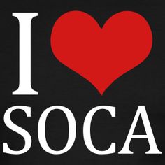 i love socca t - shirt in black with white letters and a red heart