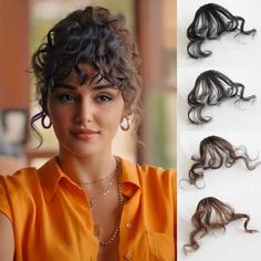 PRICES MAY VARY. MATERIAL: Quality premium synthetic curly hair bangs with temples clip in hair piece for Women. Natural fake bangs extension ins. SIZE: 8-15cm. Black clip in bangs wavy curly hair piece. Lightweight, comfortable wearing, and simple care. Weight: 3 grams. Super lightweight, and more natural to wear. Long side air bangs clip in. Curly French bangs thick. Black hair bangs for Women. STYLE: New wispy curly bangs clip on 1pc. Free part bang clip in hair extension. Quick and Easy Styl Bangs Wavy Curly Hair, Curly Hair Clip Ins, Wispy Fringe Bangs, Bangs Thick, Clip On Bangs, Fake Fringe, French Bangs, Black Hair Bangs, Curly Hair Up