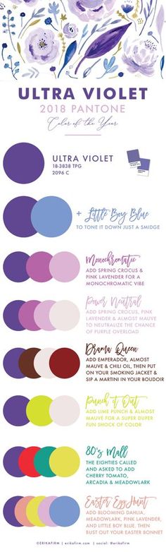 the color chart for ultra violet, which includes different shades and colors to choose from