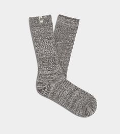 Just slouchy enough, these ultra-soft knit socks are a favorite. Wear around the house, or peeking out from an ankle boot. | 99% Polyester, 1% Spandex | UGG Women's Rib Knit Slouchy Crew Sock Polyester Socks in Grey Comfortable Soft Knit Socks For Fall, Comfortable Knitted Gray Socks, Snug Comfortable Fall Socks, Comfortable Socks For Fall, Comfortable Snug Socks For Fall, Warm Knit Comfortable Socks, Comfortable Warm Knit Socks, Comfy Cozy Fit Socks For Fall, Comfy Soft Socks For Fall