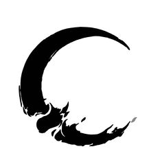 a black and white drawing of a crescent