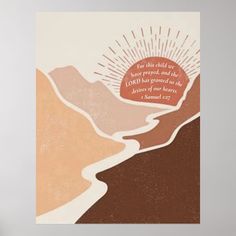 a card with an image of mountains and a quote on the front that says, for this child we have proves