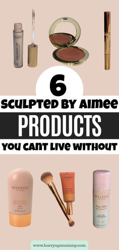 A selection of the best makeup essentials from Sculpted by Aimee, including concealer, bronzer, foundation, and setting mist, ideal for a complete beauty routine. Spf 50