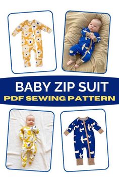 the baby zip suit sewing pattern is easy to sew and includes four different patterns