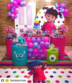 Decoração Boo Monstros S.A Simples Monsters Inc Decorations, Monsters Inc Baby Shower, Monsters Inc Baby, Monsters Inc Boo, Monster 1st Birthdays, Monster Inc Birthday, Monster Inc, Monster Birthday Parties, 2nd Birthday Party Themes