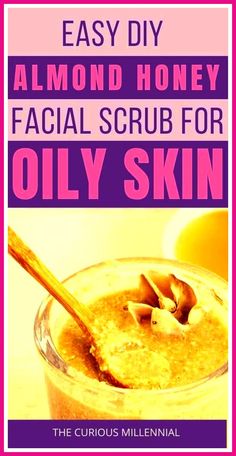 Looking for an easy face scrub recipe for acne? This post has a diy almond and honey facial scrub recipe which will treat your acne and oily skin, giving you a soft and supple skin. Use this exfoliating face scrub recipe for lightening the skin and giving a natural glow. This homemade facial scrub will reduce your blemishes and give you a clear skin. #diybeauty #diy #scrub #exfoliating #oilyskincare Scrub For Oily Skin, Diy Exfoliating Face Scrub, Homemade Face Scrub, Homemade Facial Scrub, Diy Facial Scrub, Oily Skin Routine