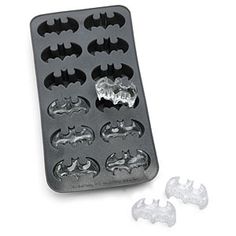 batman ice cube molds are shown in the shape of bats and bats on a white background