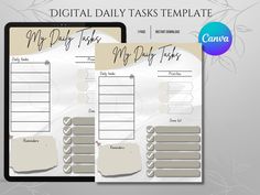 the digital daily tasks template is shown