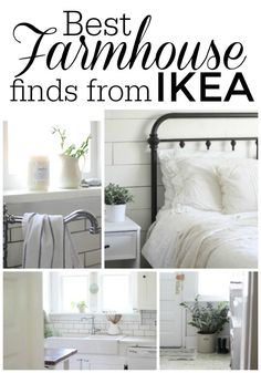 the best farmhouse finds from ikea in white and black, with text overlay