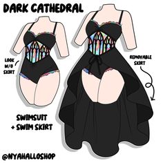 a drawing of a swimsuit with the instructions to make it look like she's wearing