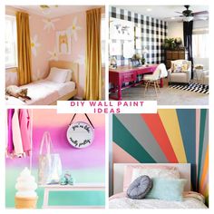 four different pictures with the words diy wall paint ideas