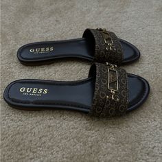 Guess Sandals Brand New Without Box Never Worn Brown Leather Women’s Size 7 Excellent Condition Pet & Smoke Free Home Guess Sandals, Guess Heels, Ankle Sandals, Shoe Wishlist, Jeweled Sandals, Sandals Outfit, Gold Sandals, Guess Shoes, Buckle Sandals