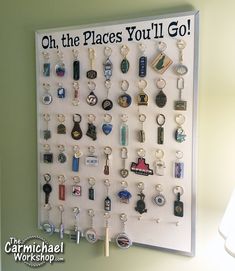 a bulletin board with lots of different items on it and the words oh, the places you'll go