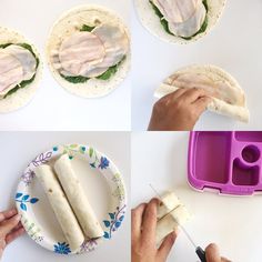 the process of making tortilla wraps is shown here