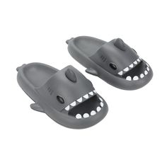 Dive into casual comfort and shark-inspired style with these men's gray single molded slide sandals. Crafted with precision from EVA materials, these slides offer a custom-designed shark aesthetic that's sure to make a splash. Designed to fit men's shoe sizes 8.5-11, these sandals are the perfect blend of playful design and practical comfort. Whether you're at the beach or lounging at home, these shark-style slides bring a touch of the ocean to your every step. Shark Slides, Men's Shoe, Open Toe Shoes, Round Toe Heels, Christmas 2024, Men Shoes Size, Playful Design, Bold Fashion, Slide Sandals