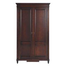 the armoire is made from wood and has two doors