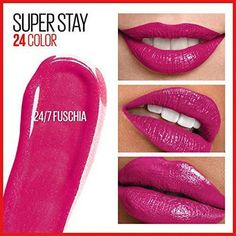 Maybelline Superstay 24hr Wear W/ Micro-Flex Technology 24/7 Fuschia New, Unused Maybelline Lipstick Shades, Fuschia Lipstick, Dark Pink Lipstick, Color Analysis Winter, Pink Lipstick Shades, Maybelline Color Sensational Lipstick, Maybelline Superstay, Maybelline Lip, Maybelline Lipstick