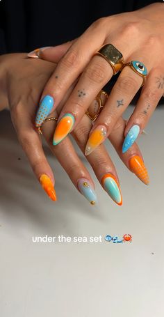 Mykonos Nails, Crazy Summer Nails, Sassy Nails, Edgy Nails, Colorful Nails, Summery Nails, Classy Acrylic Nails, Nails Only, Manicure Y Pedicure