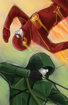 the flash and green arrow are facing each other