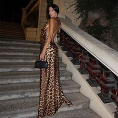 Sexy Backless Leopard Hang-neck Dress Fashionsarah.com Girls Long Dresses, Halter Maxi Dress, Halter Maxi, Pleated Maxi Dress, Pleated Maxi, Halter Maxi Dresses, Style Streetwear, Streetwear Women, Womens Maxi Dresses