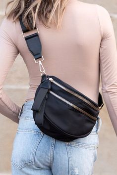 Double Zipper Nylon Sling Bag vendor-unknown Sling Bag Black, Casual Bottoms, Sling Bags, Leather Accents, Leggings Casual, Accessories Bags Purses, Denim Shorts Women, Nylon Bag, Printed Bags