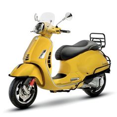 a yellow scooter is shown on a white background