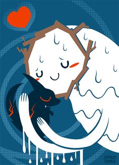 a couple hugging each other in front of a clock with an orange heart on it