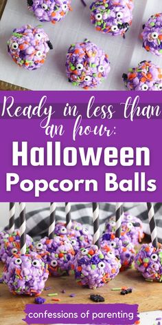 halloween popcorn balls are ready in less than an hour and they're so fun to make