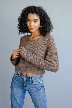 A fuzzy knit sweater featuring a ribbed construction Clothes Reference, Model Reference, Inspo Pics, Fall Sweater, Brown Girl, Black Beauty, Fall Sweaters, Supergirl, Knit Sweater