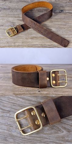 This belt is designed as a external gear belt , it was made with full grain 8 OZ (3.2 mm ) thick heavy duty leather and solid brass buckle , you could wear it as the way to carry a knife sheaths , belt pouches . this belt will develope a beautiful patina by time goes ,A lifetime warranty is included with leather strap and hardware ( brass buckle and screws )! Gear Belt, Leather Suspenders, Belt Leather, Knife Sheath, Belt Pouch, Leather Work, Suspender Belt, Brass Buckle